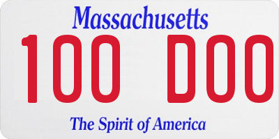 MA license plate 100DO0