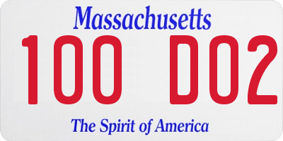 MA license plate 100DO2