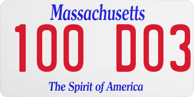 MA license plate 100DO3