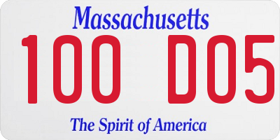 MA license plate 100DO5