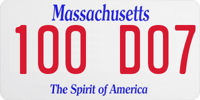 MA license plate 100DO7