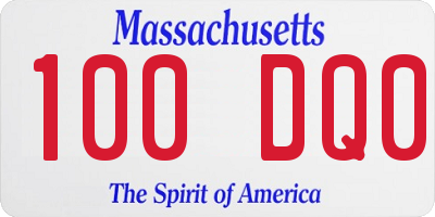 MA license plate 100DQ0