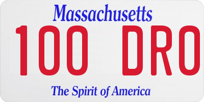 MA license plate 100DR0