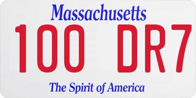 MA license plate 100DR7