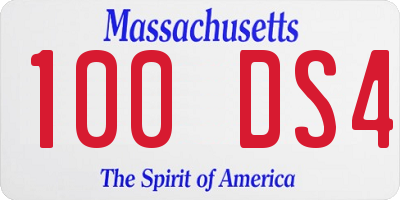 MA license plate 100DS4