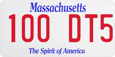 MA license plate 100DT5