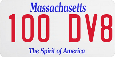 MA license plate 100DV8