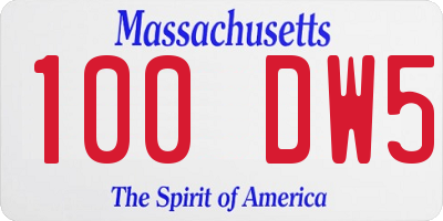 MA license plate 100DW5