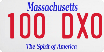 MA license plate 100DX0
