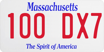 MA license plate 100DX7