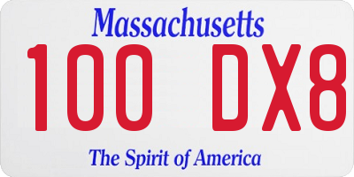 MA license plate 100DX8