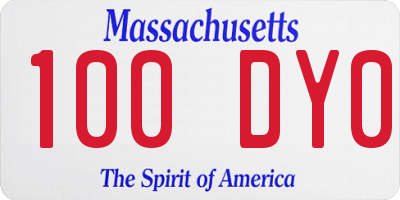 MA license plate 100DY0