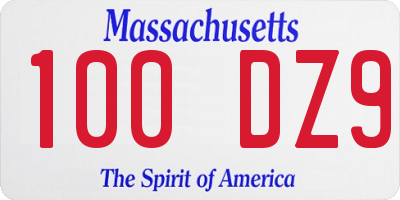 MA license plate 100DZ9