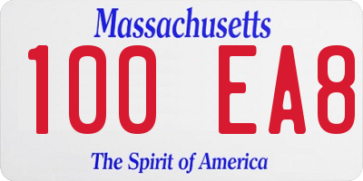 MA license plate 100EA8
