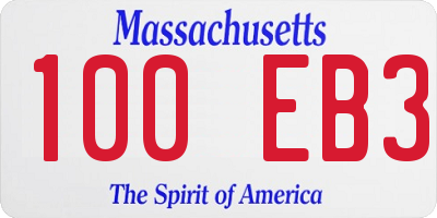 MA license plate 100EB3