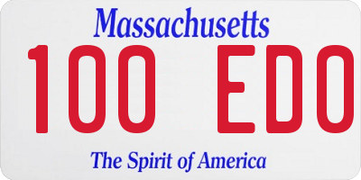 MA license plate 100ED0