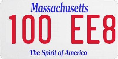 MA license plate 100EE8