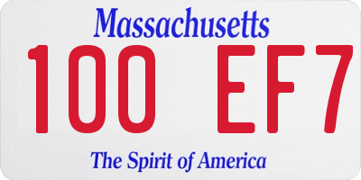 MA license plate 100EF7