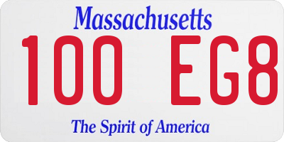 MA license plate 100EG8
