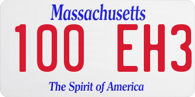 MA license plate 100EH3