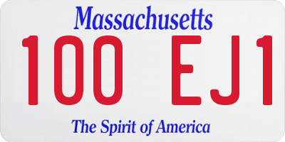 MA license plate 100EJ1