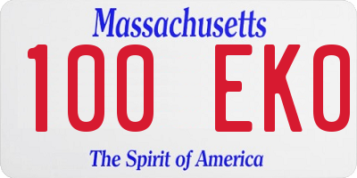 MA license plate 100EK0