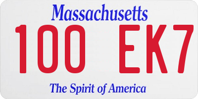 MA license plate 100EK7