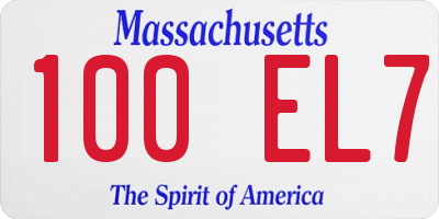 MA license plate 100EL7