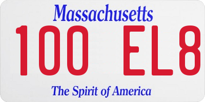 MA license plate 100EL8
