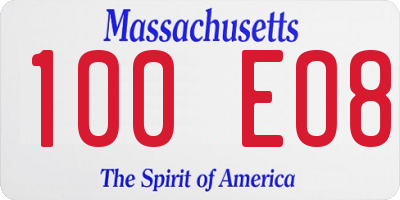 MA license plate 100EO8