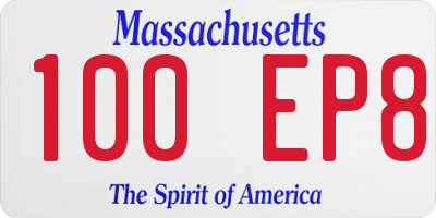 MA license plate 100EP8