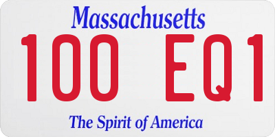 MA license plate 100EQ1