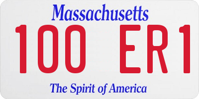 MA license plate 100ER1