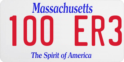 MA license plate 100ER3