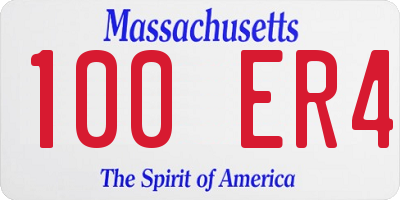 MA license plate 100ER4
