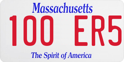 MA license plate 100ER5