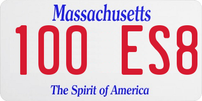 MA license plate 100ES8