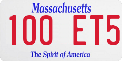 MA license plate 100ET5