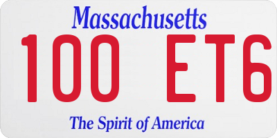 MA license plate 100ET6