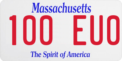 MA license plate 100EU0