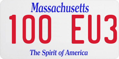 MA license plate 100EU3
