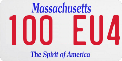 MA license plate 100EU4