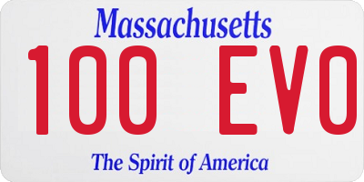 MA license plate 100EV0