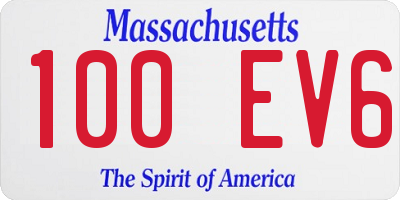 MA license plate 100EV6