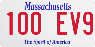 MA license plate 100EV9