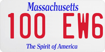 MA license plate 100EW6