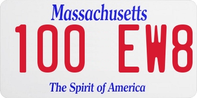 MA license plate 100EW8