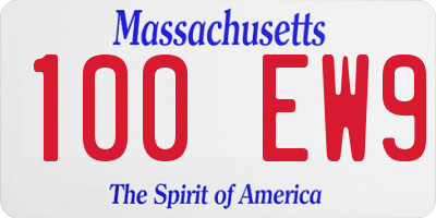 MA license plate 100EW9