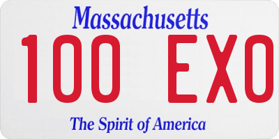 MA license plate 100EX0