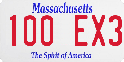 MA license plate 100EX3